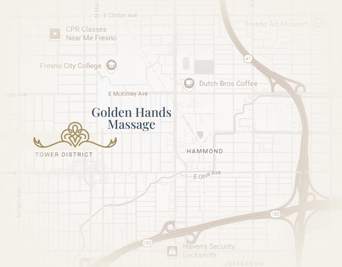 map of fresno, where golden hands massage is located